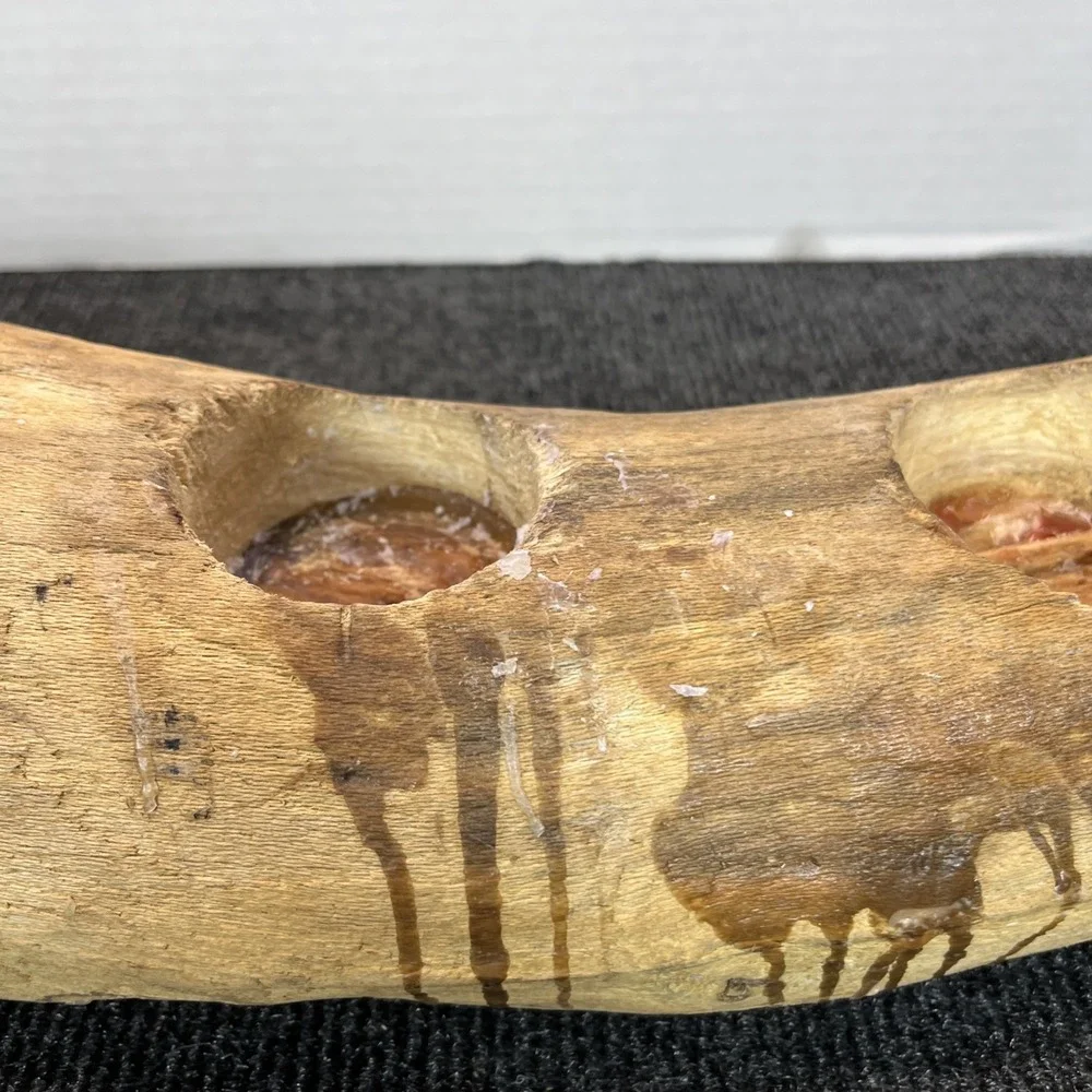 Driftwood Candle Holder Carved Art Primitive Decor Rustic Beach 28